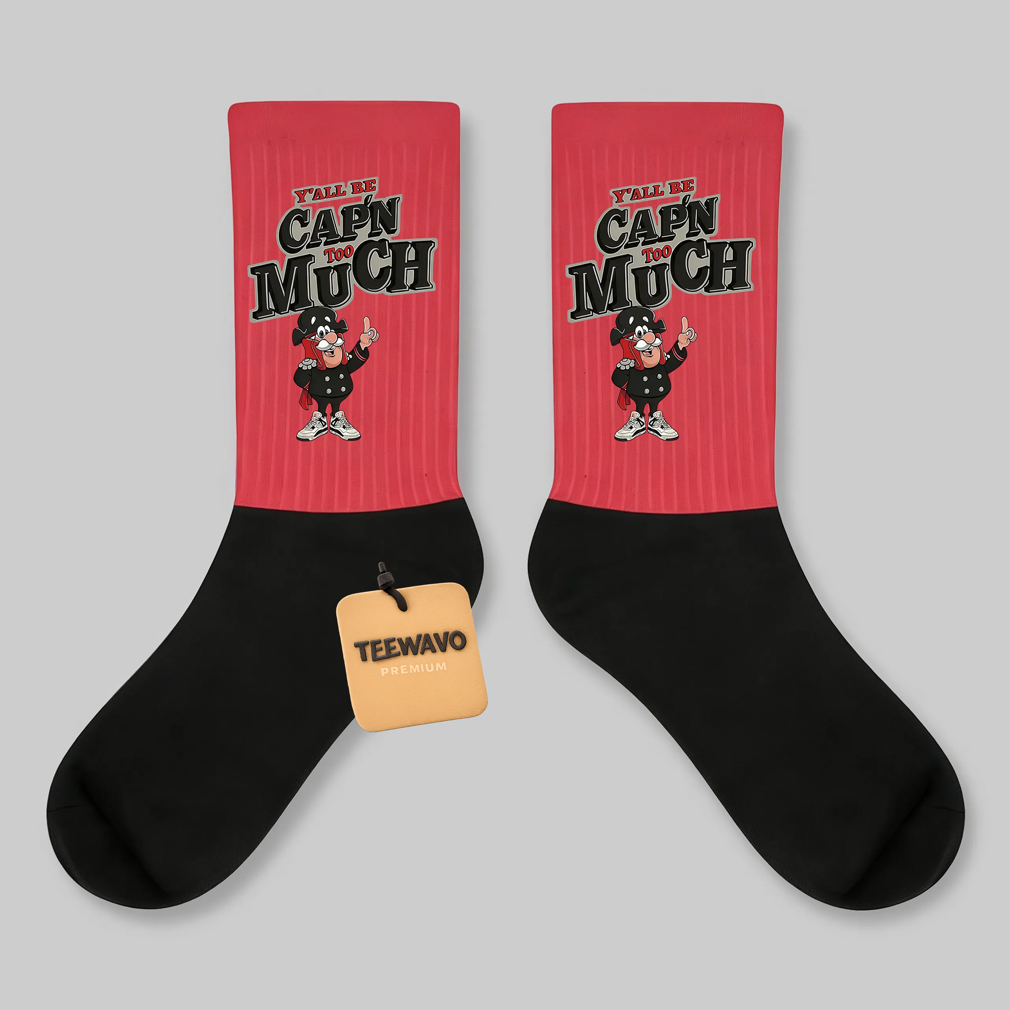 Crew Socks Cap'n Too Much Cartoon Print