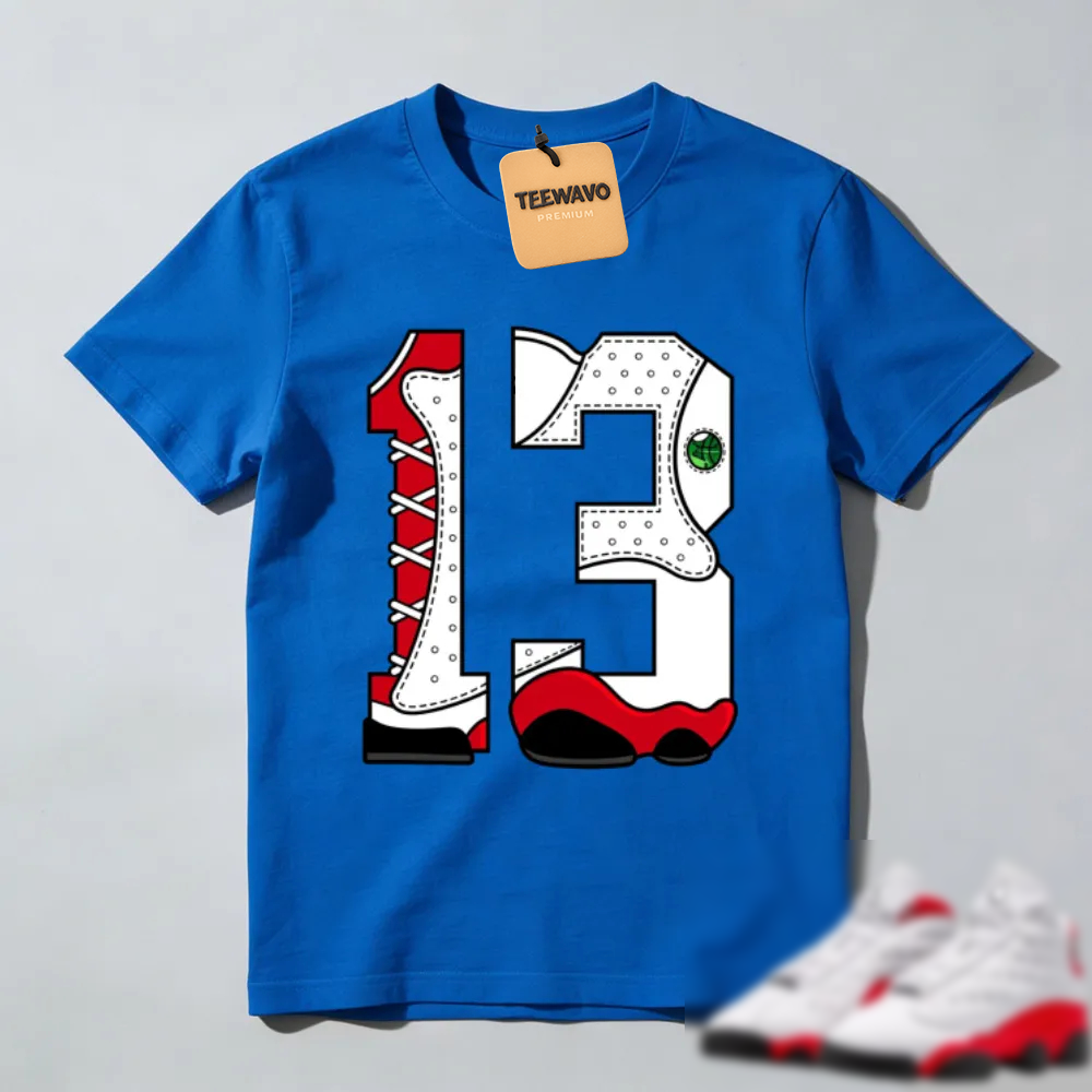 Number Statue TEEWAVO Sneaker Tees - AJD 13 University Red