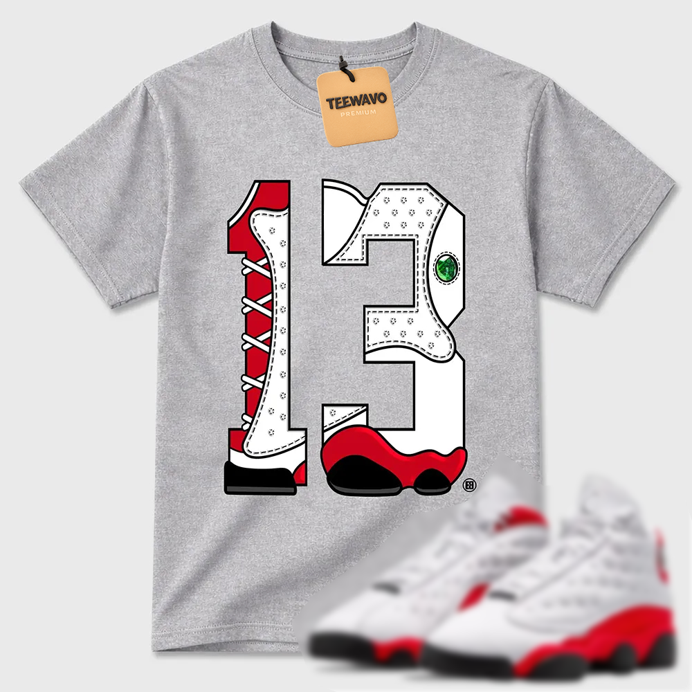 Number Statue TEEWAVO Sneaker Tees - AJD 13 University Red