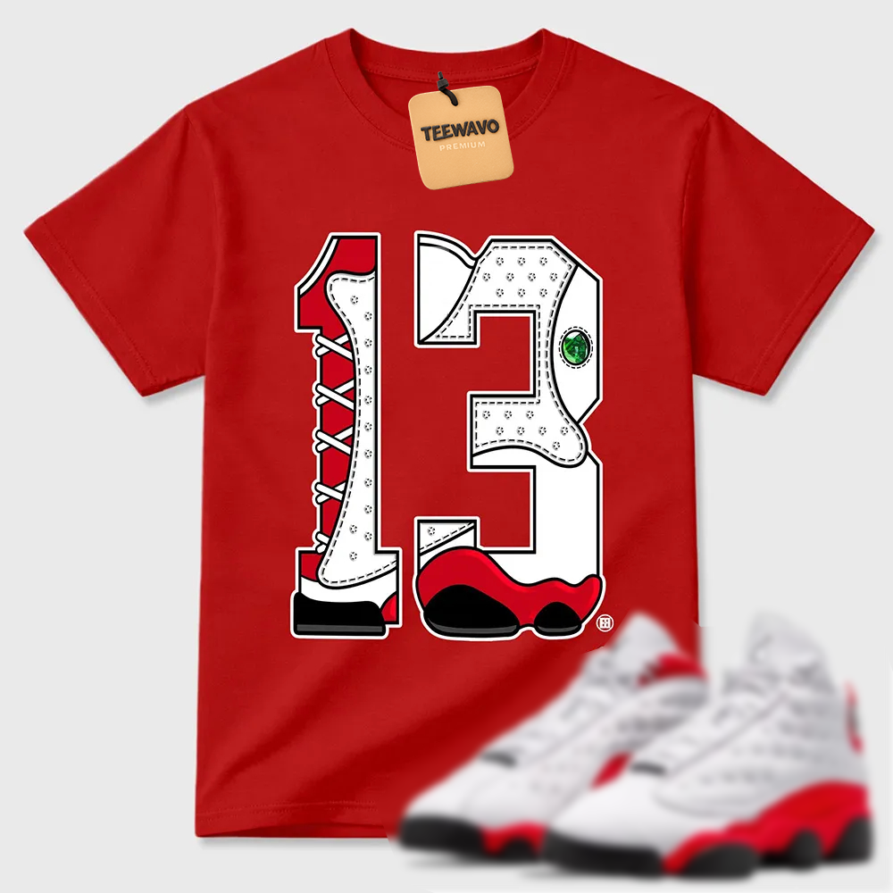 Number Statue TEEWAVO Sneaker Tees - AJD 13 University Red