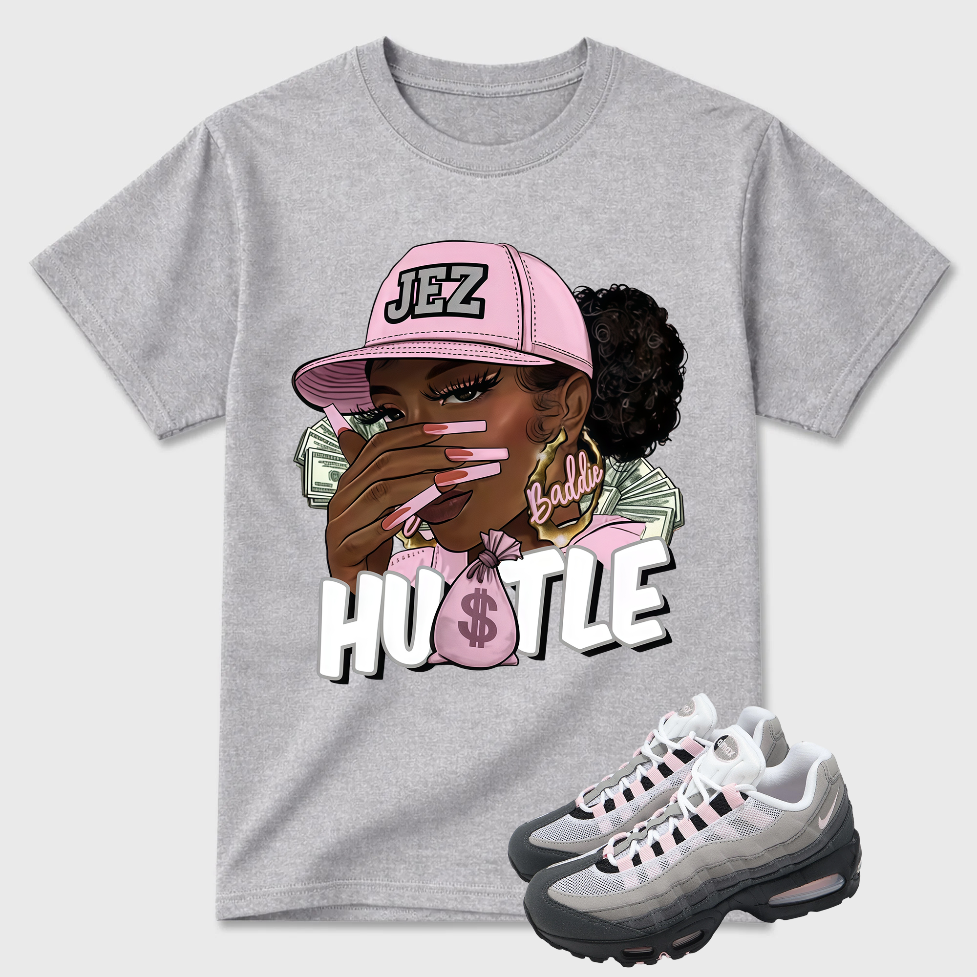 Classic 95 Pink Foam Shirt, AM95 Match Tee, BADDIE HUSTLE Tshirt