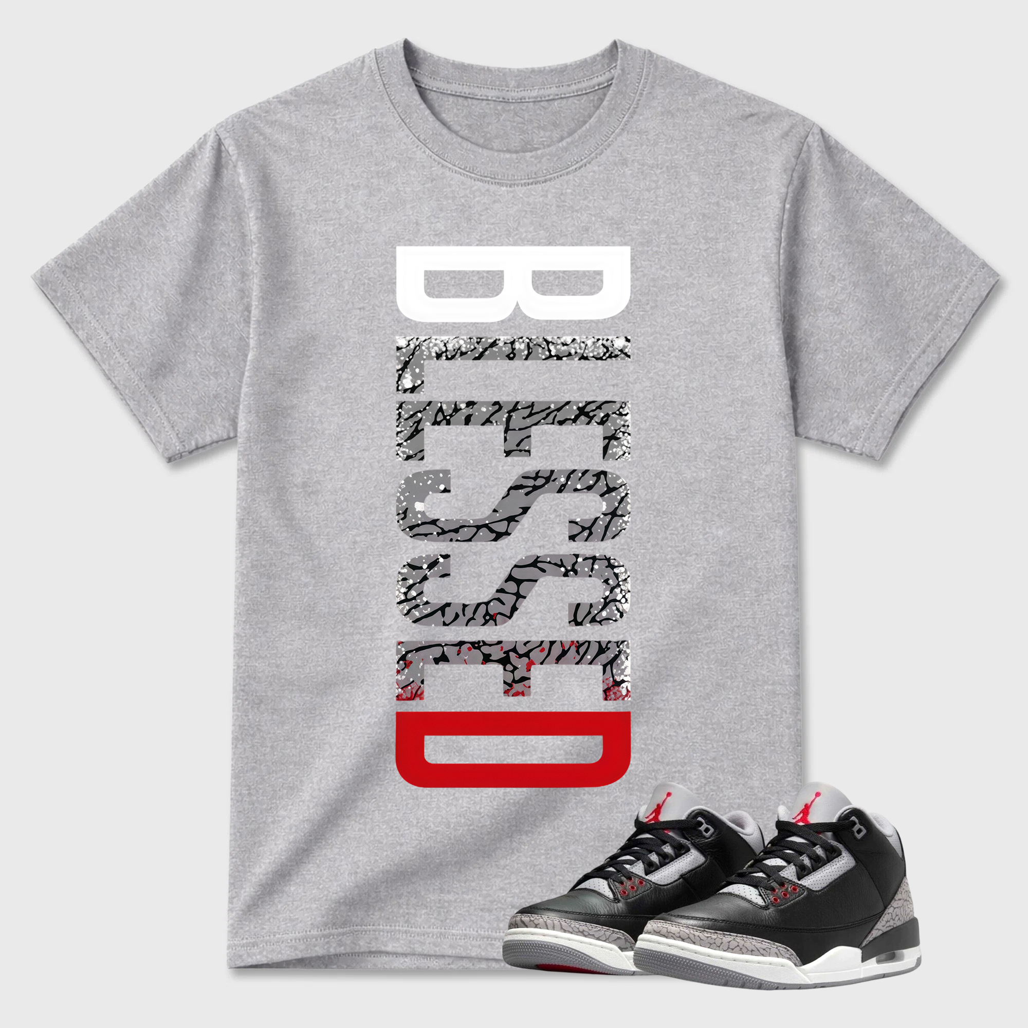 Ultimate Jordan 3 Black Cement Matching T-Shirt