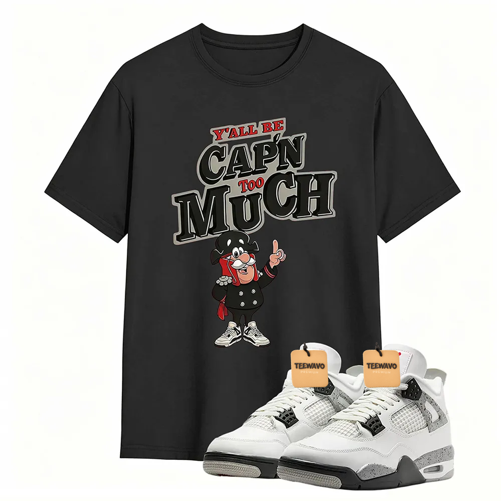 AJD 4 Retro White Cement Cap'n Too Much Sneaker T Shirt