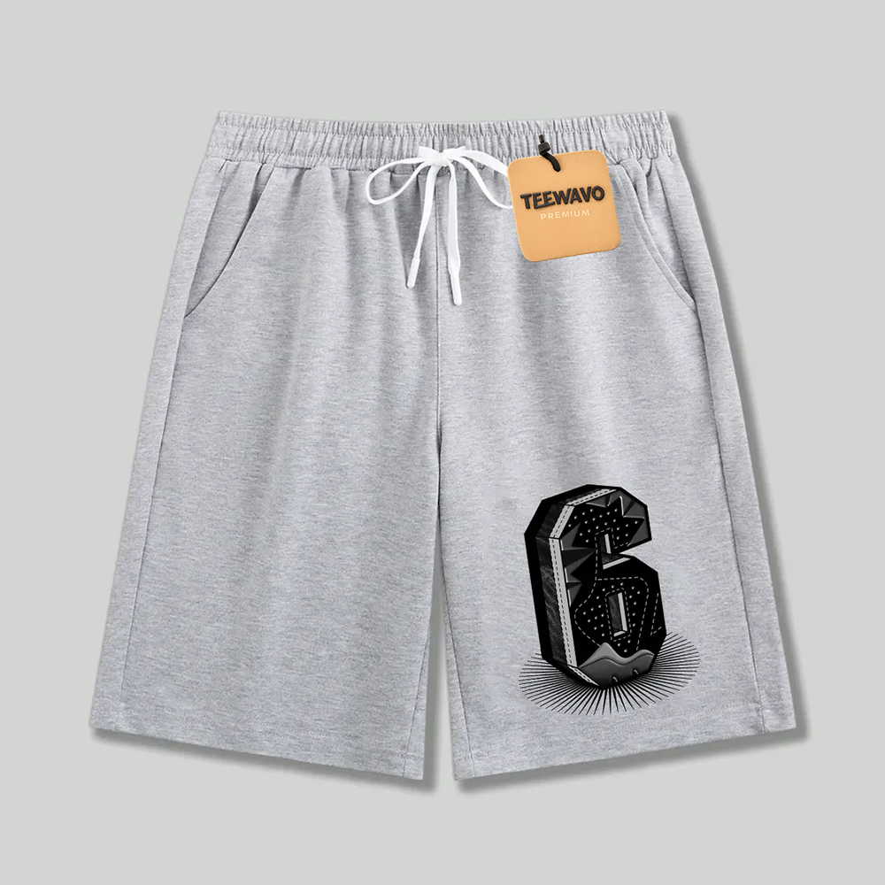 Unisex athletic shorts 3D Number 6 Streetwear