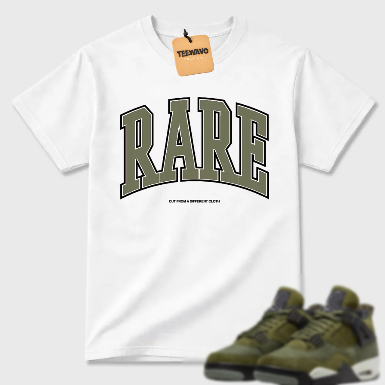RARE Olive AJ4 Matching Tee