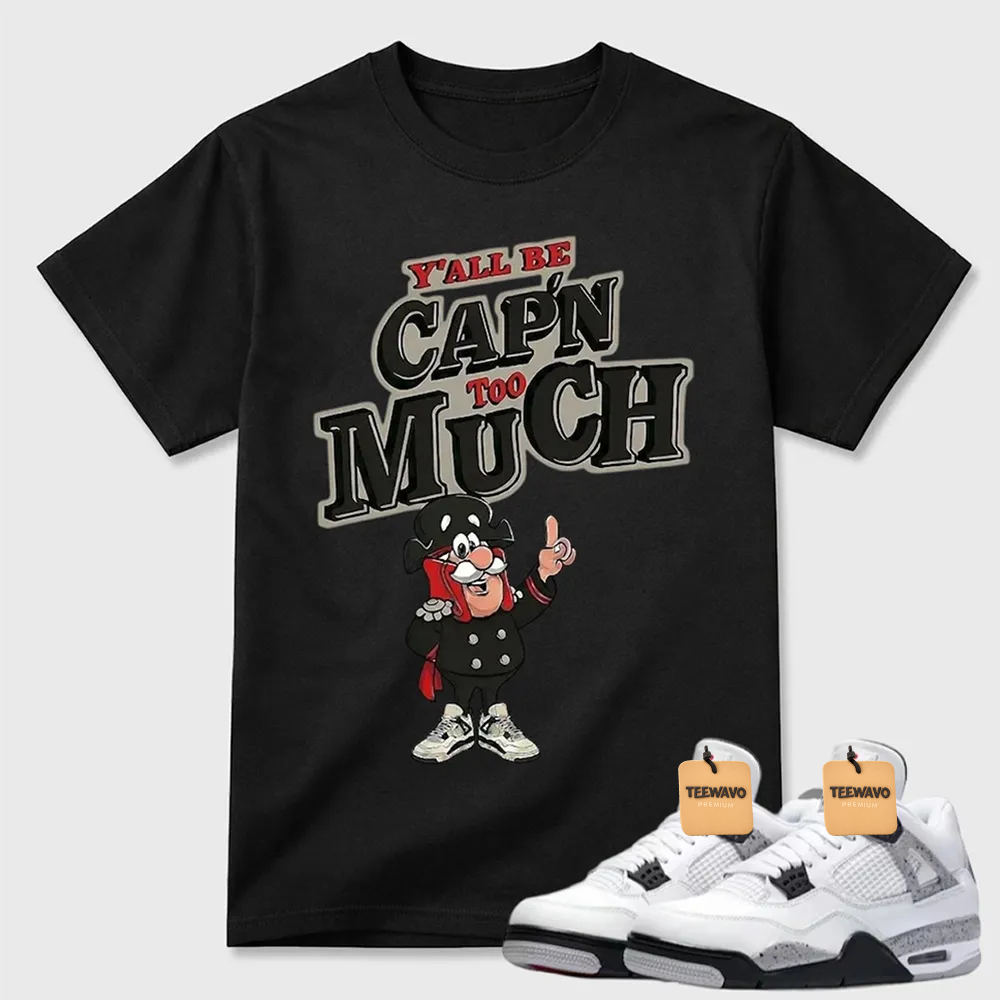 AJD 4 Retro White Cement Cap'n Too Much Sneaker T Shirt