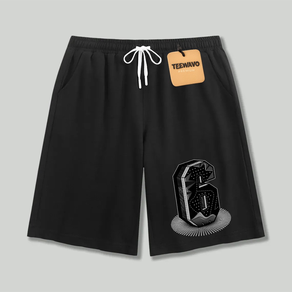 Unisex athletic shorts 3D Number 6 Streetwear