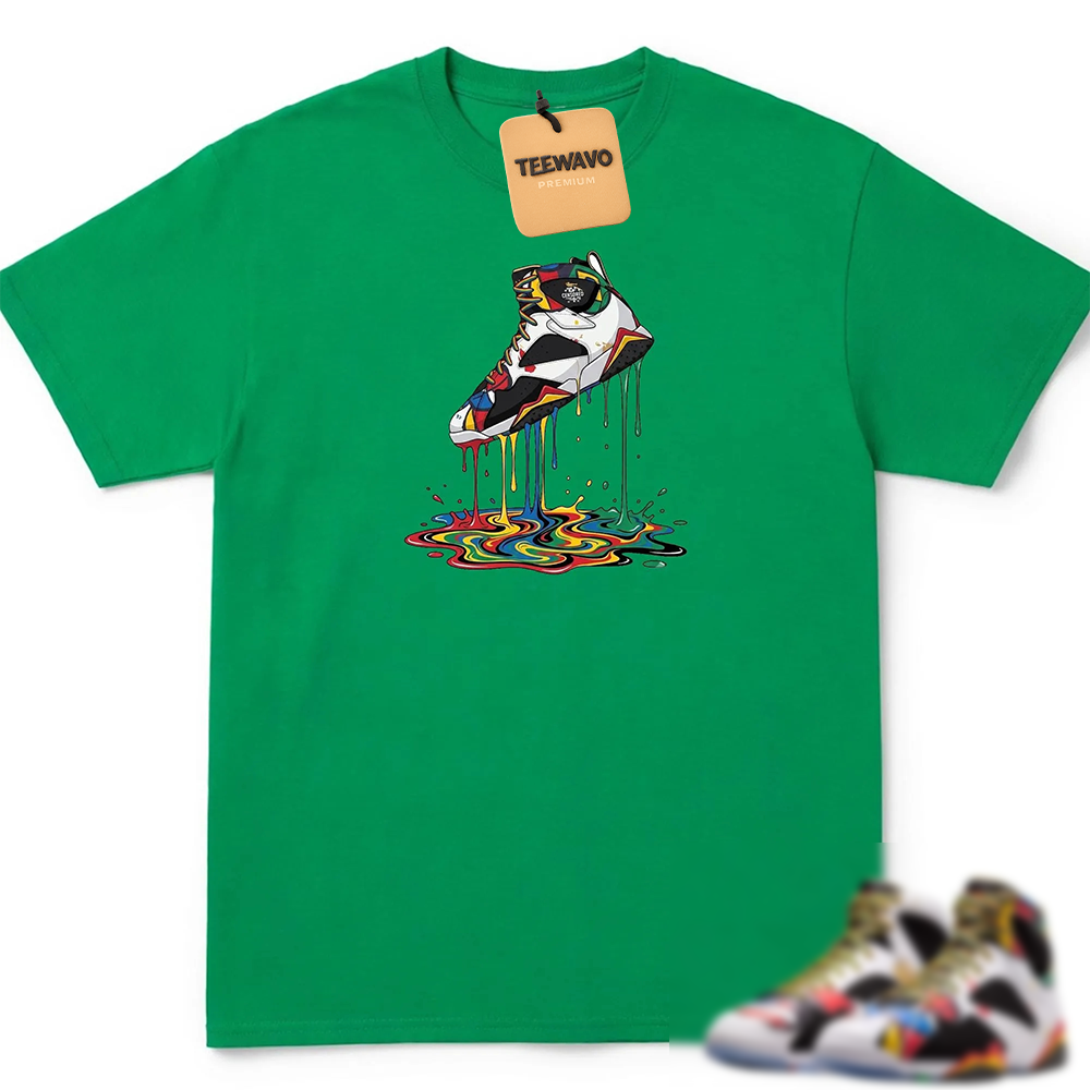 Rainbow Swirl Fluid Footwear Cartoon Print Casual T-Shirt