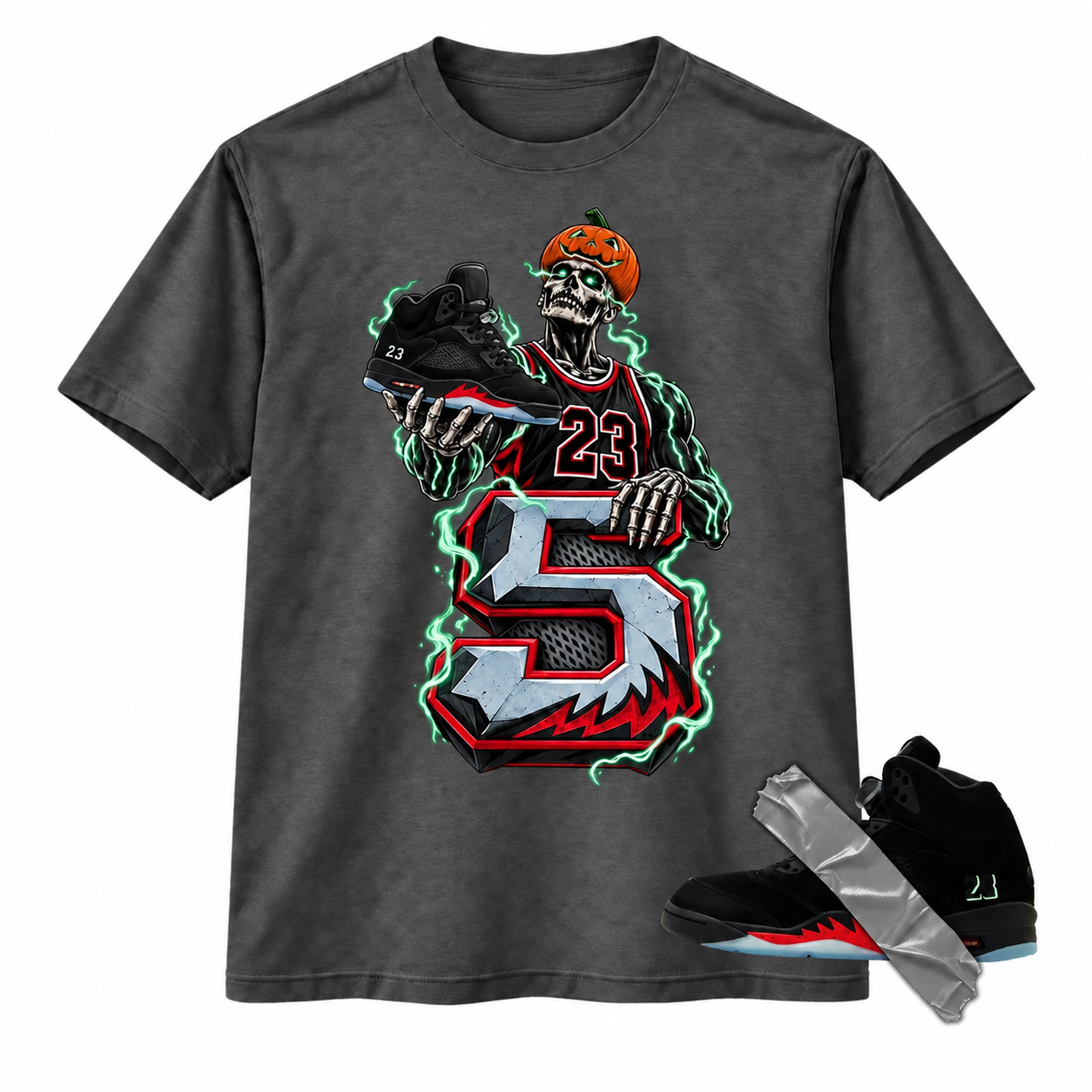 Sneaker Head Shirt To Match A.J 5 Halloween Sneaker