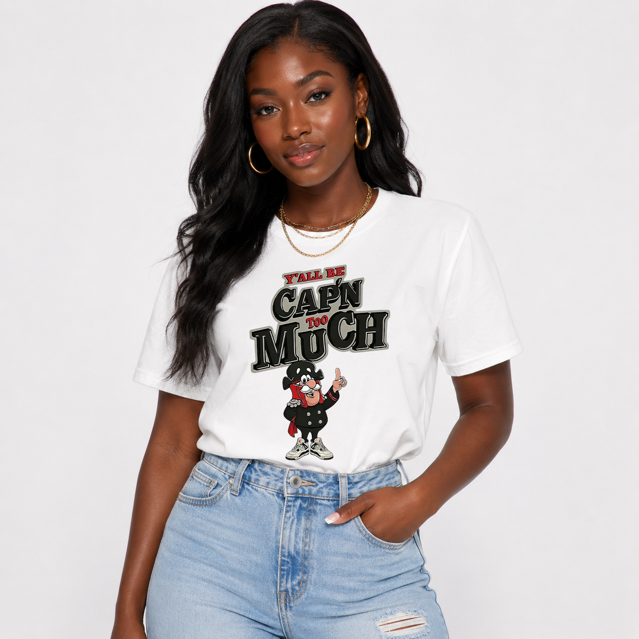 AJ 4 Retro White Cement Cap'n Too Much Sneaker T Shirt