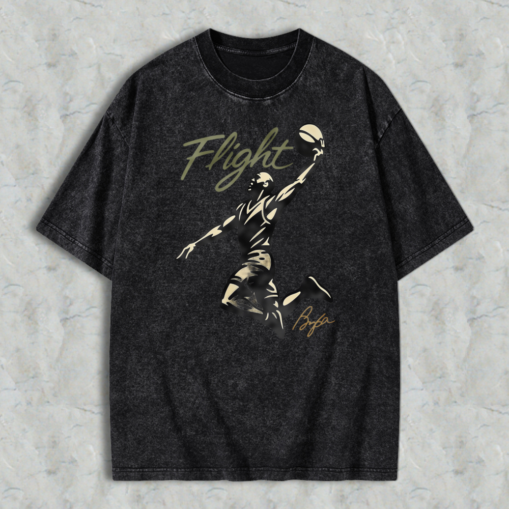 Flight Basketball Player Silhouette Graphic Washed T-shirt