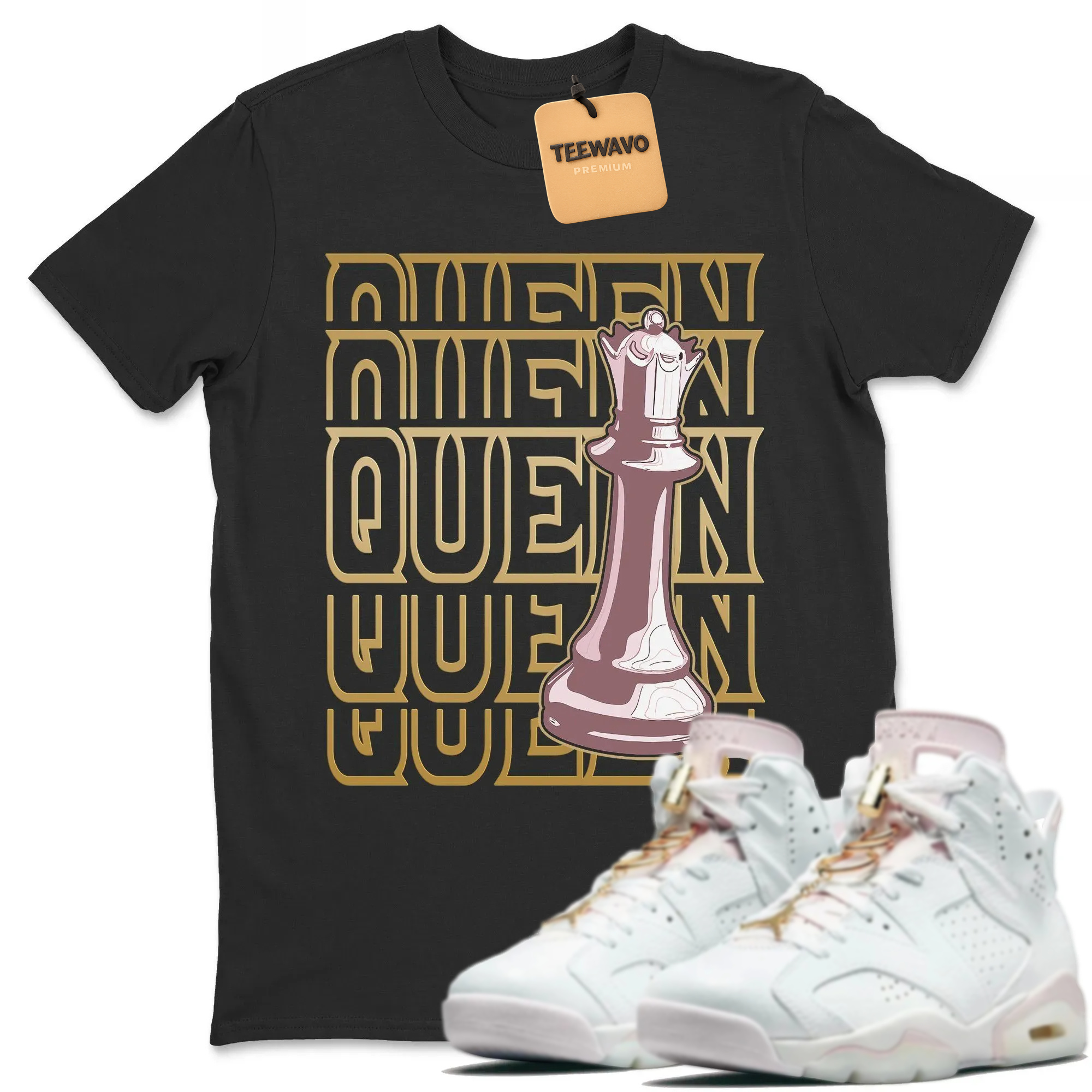 Queen Unisex Tops - Air Joardan 6 Gold Hoops