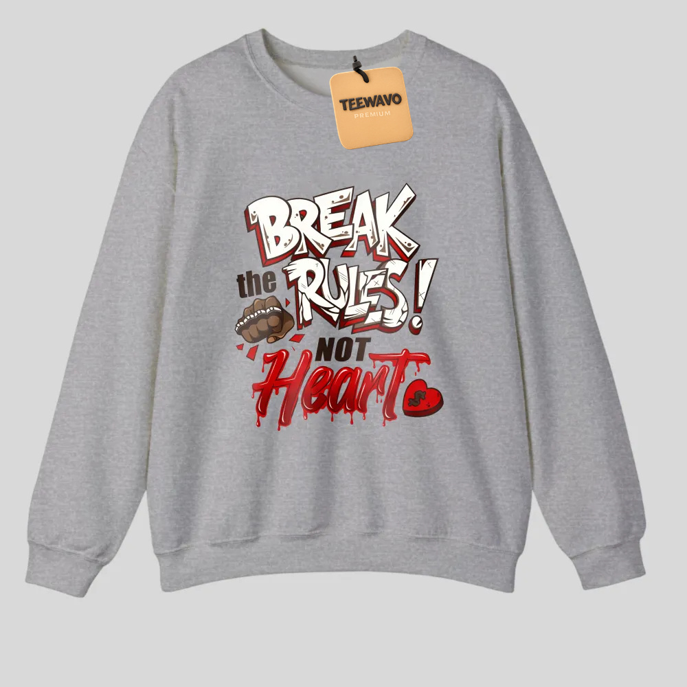Break The Rules With Heart tshirt 100% cotton