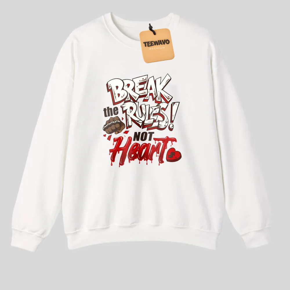 Break The Rules With Heart tshirt 100% cotton