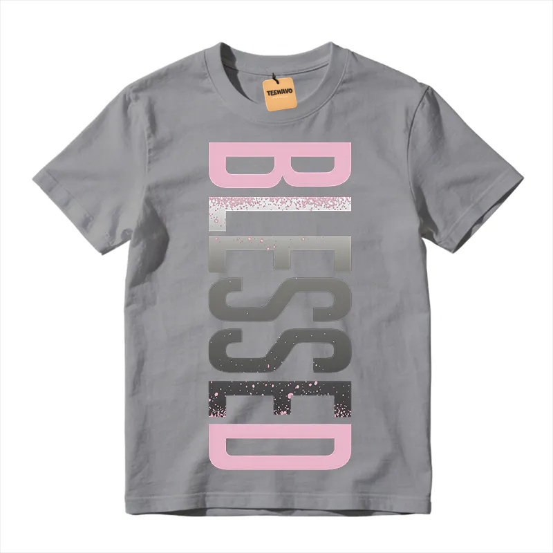 Vertical Gradient Splatter Letter Crew Neck Tee American Loose Casual Top