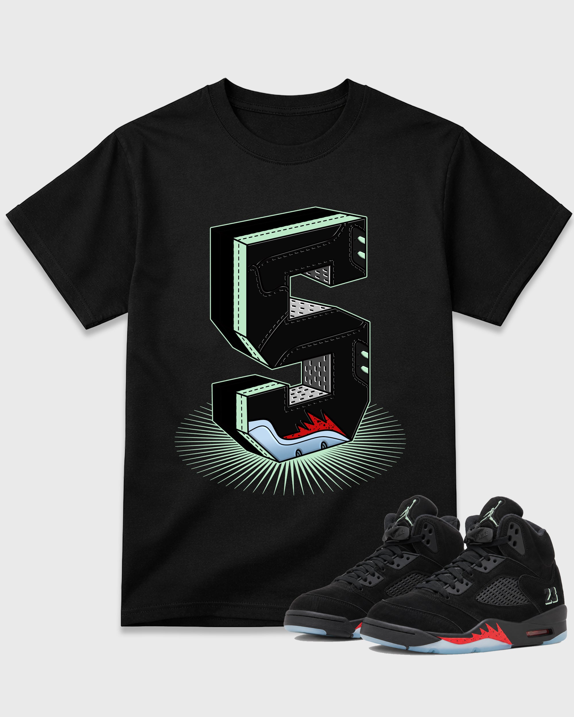 Number Statue Air Jardan 5 Halloween Matching Graphic Tee