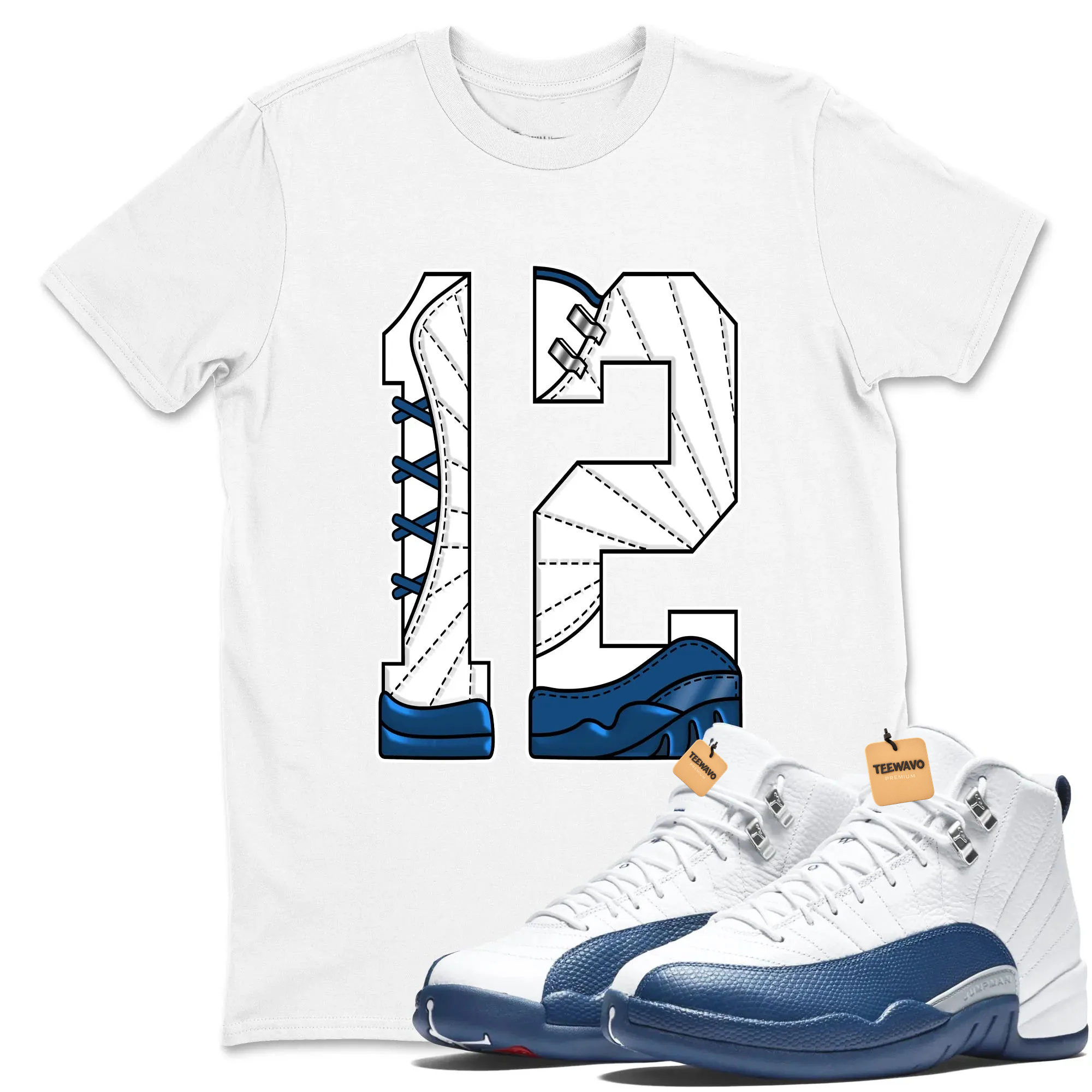 Number 12 TEEWAVO Sneaker Tees - Air Joardan 12 French Blue