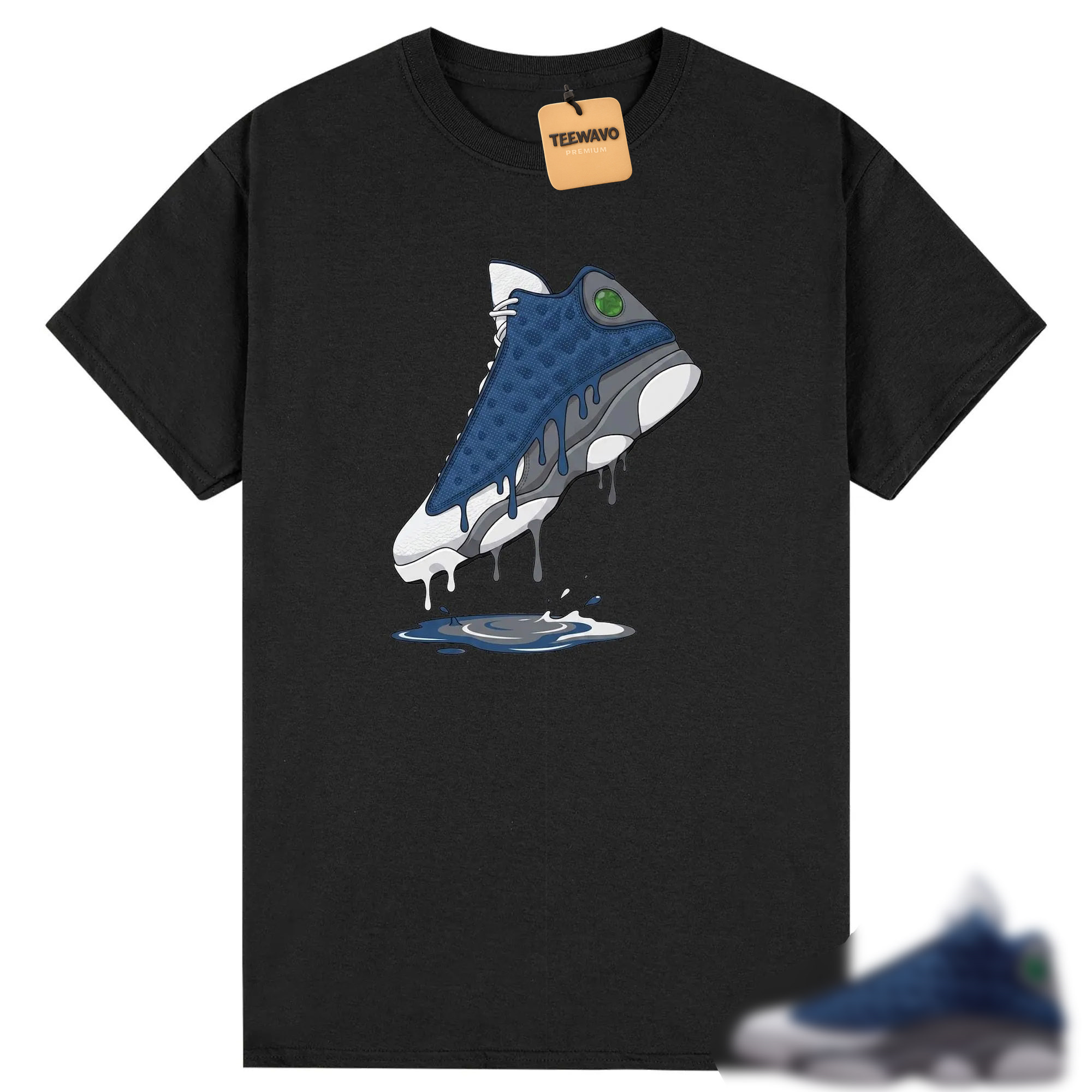 Dripping Shoe Shirt to Match AJD 13 Retro Navy and Flint Grey