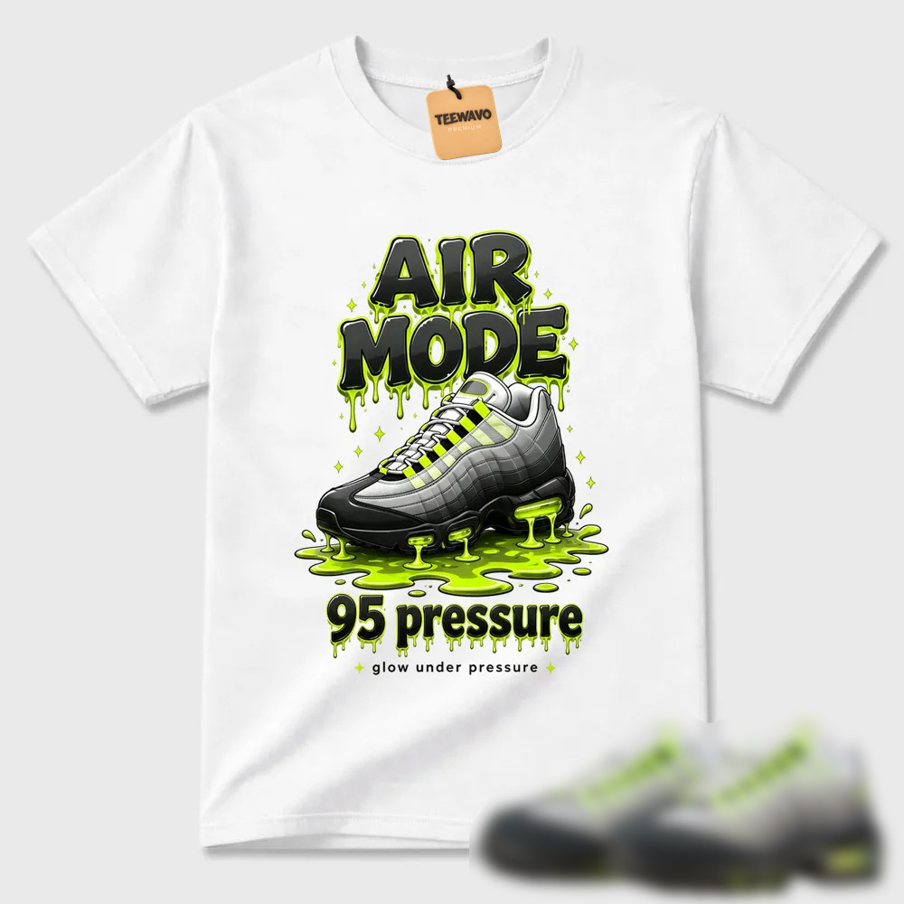95 Pressure Fluid Art Sneaker Print Urban Streetwear Short Sleeve Tee
