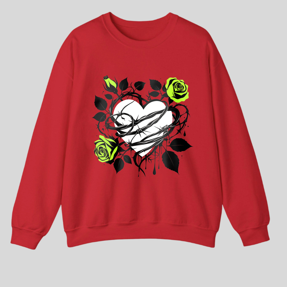 Heart Rose Vine Leaves Design Pattern Print tshirt 100% cotton