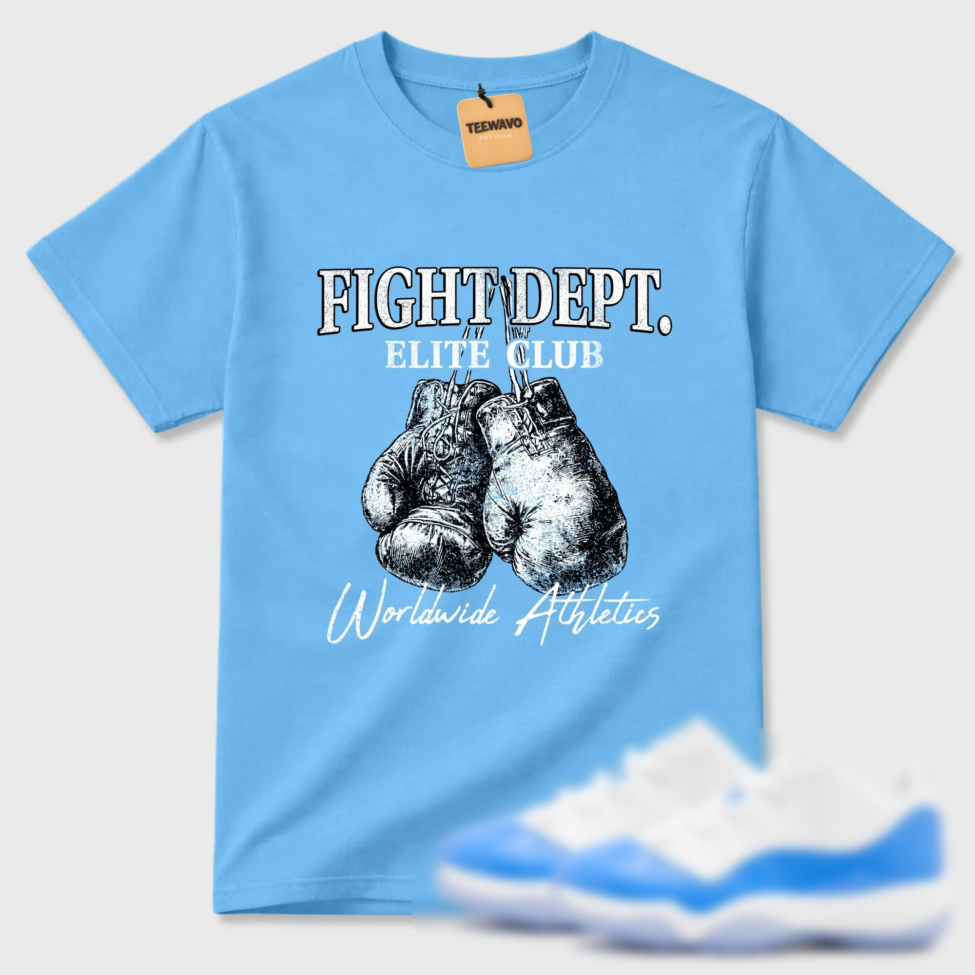 Fight Dept Sneaker Tees - AJD 11 University Blue