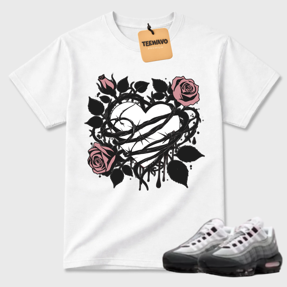 Neon Roses And Barbed Wire Heart Air Max 95 Matching Tee