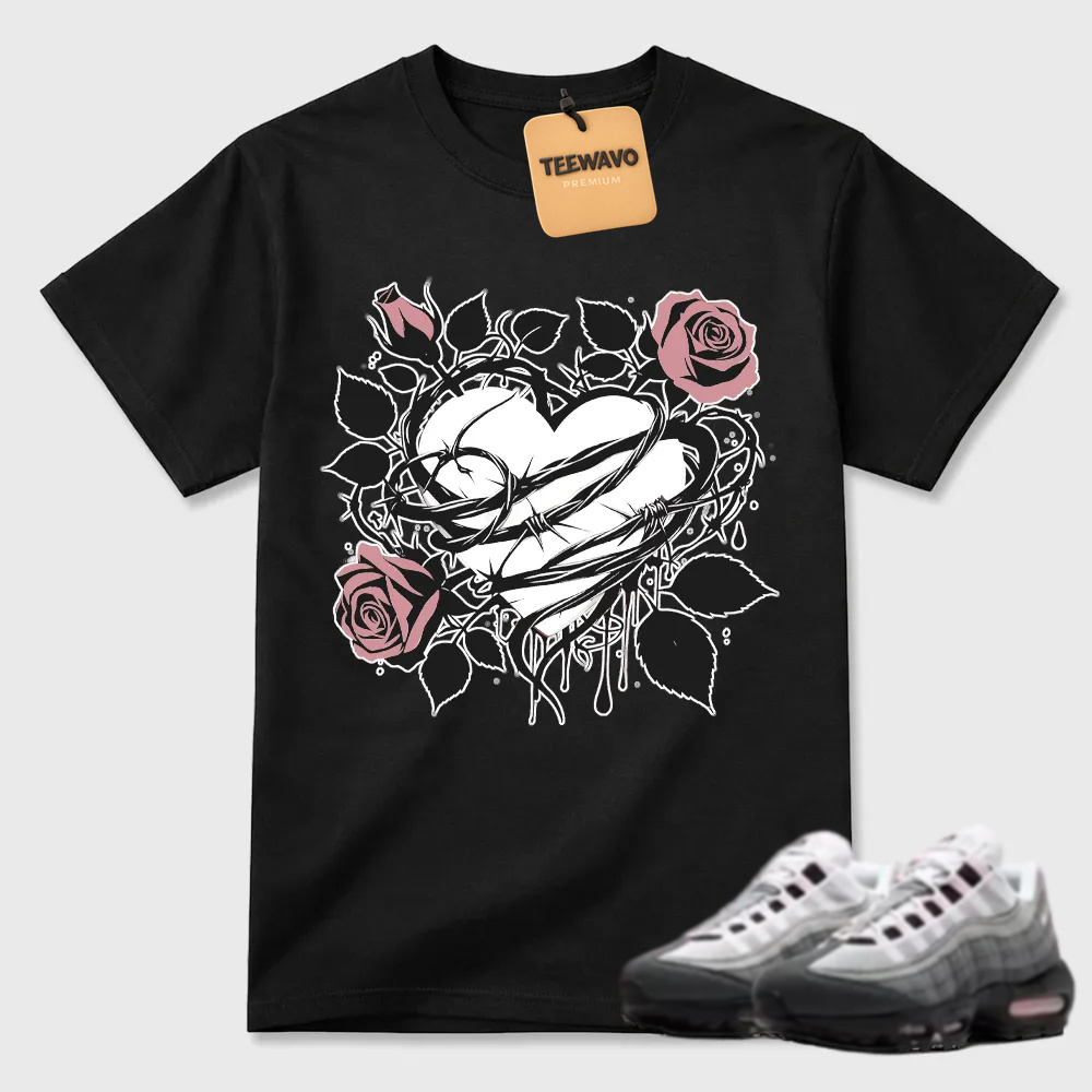 Neon Roses And Barbed Wire Heart Air Max 95 Matching Tee