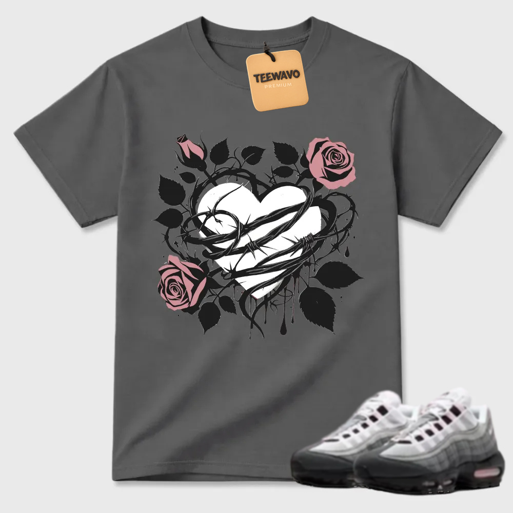 Neon Roses And Barbed Wire Heart Air Max 95 Matching Tee