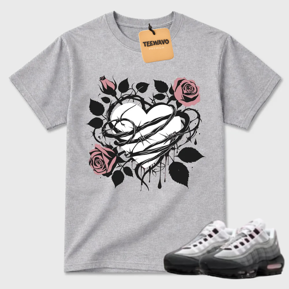 Neon Roses And Barbed Wire Heart Air Max 95 Matching Tee