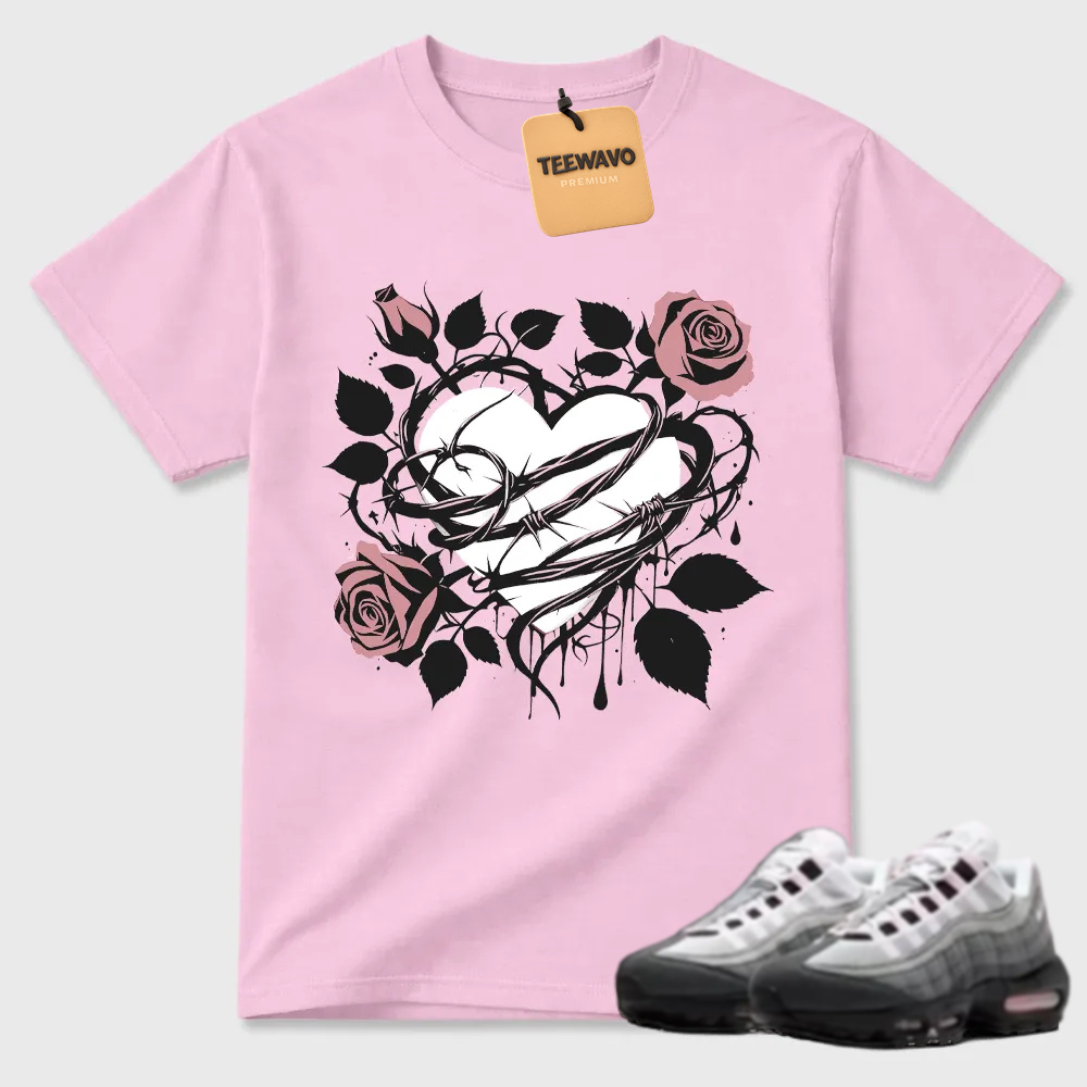 Neon Roses And Barbed Wire Heart Air Max 95 Matching Tee