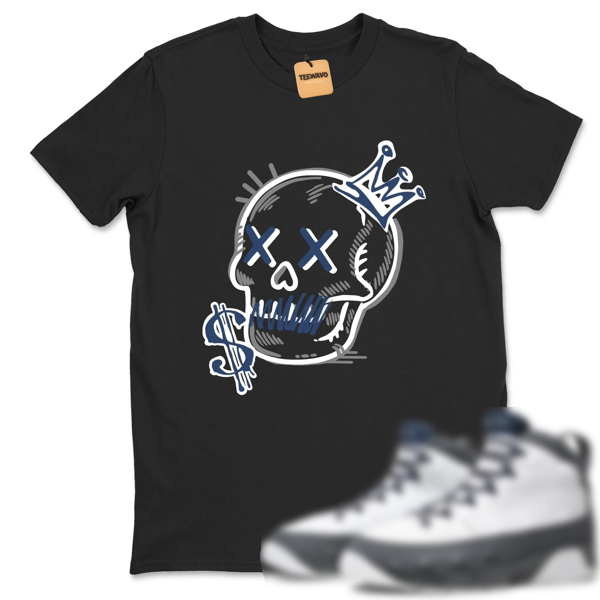 Neon Skull TEEWAVO Sneaker Tees - Air Joardan 9 Flint Grey