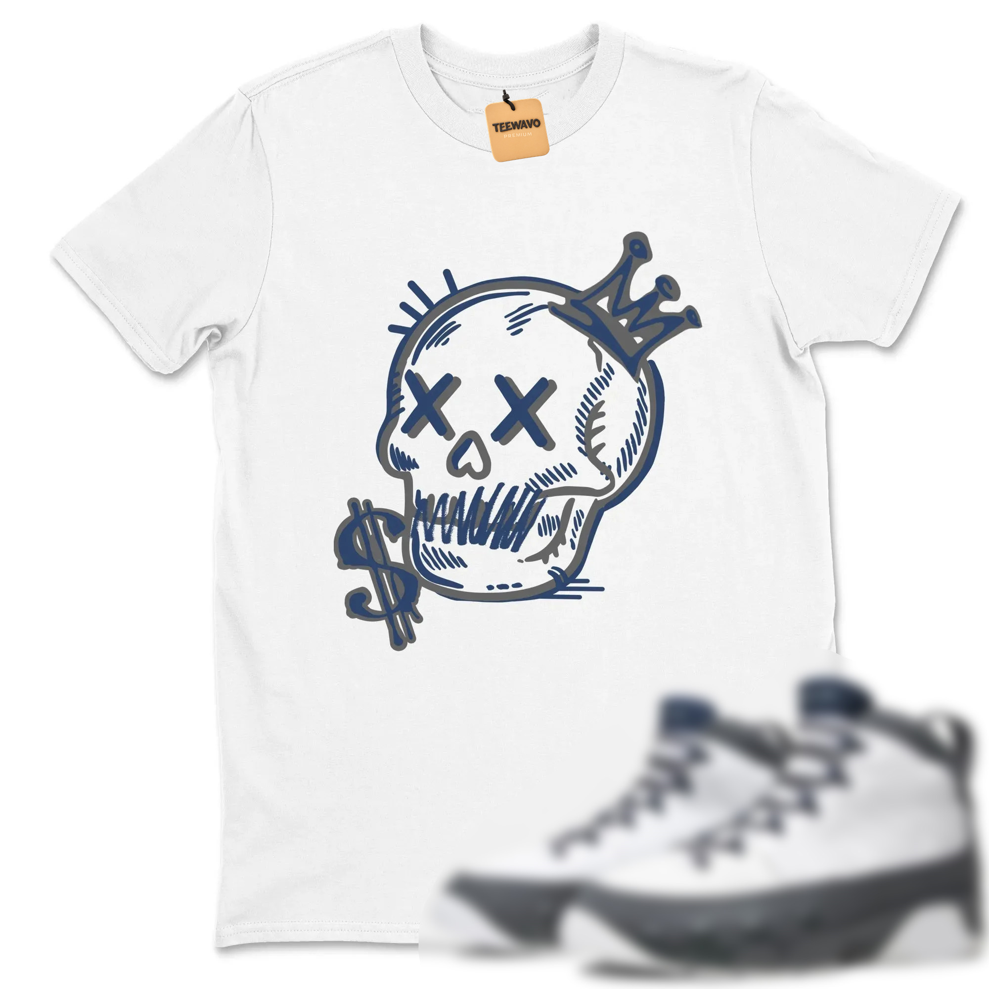 Neon Skull TEEWAVO Sneaker Tees - Air Joardan 9 Flint Grey