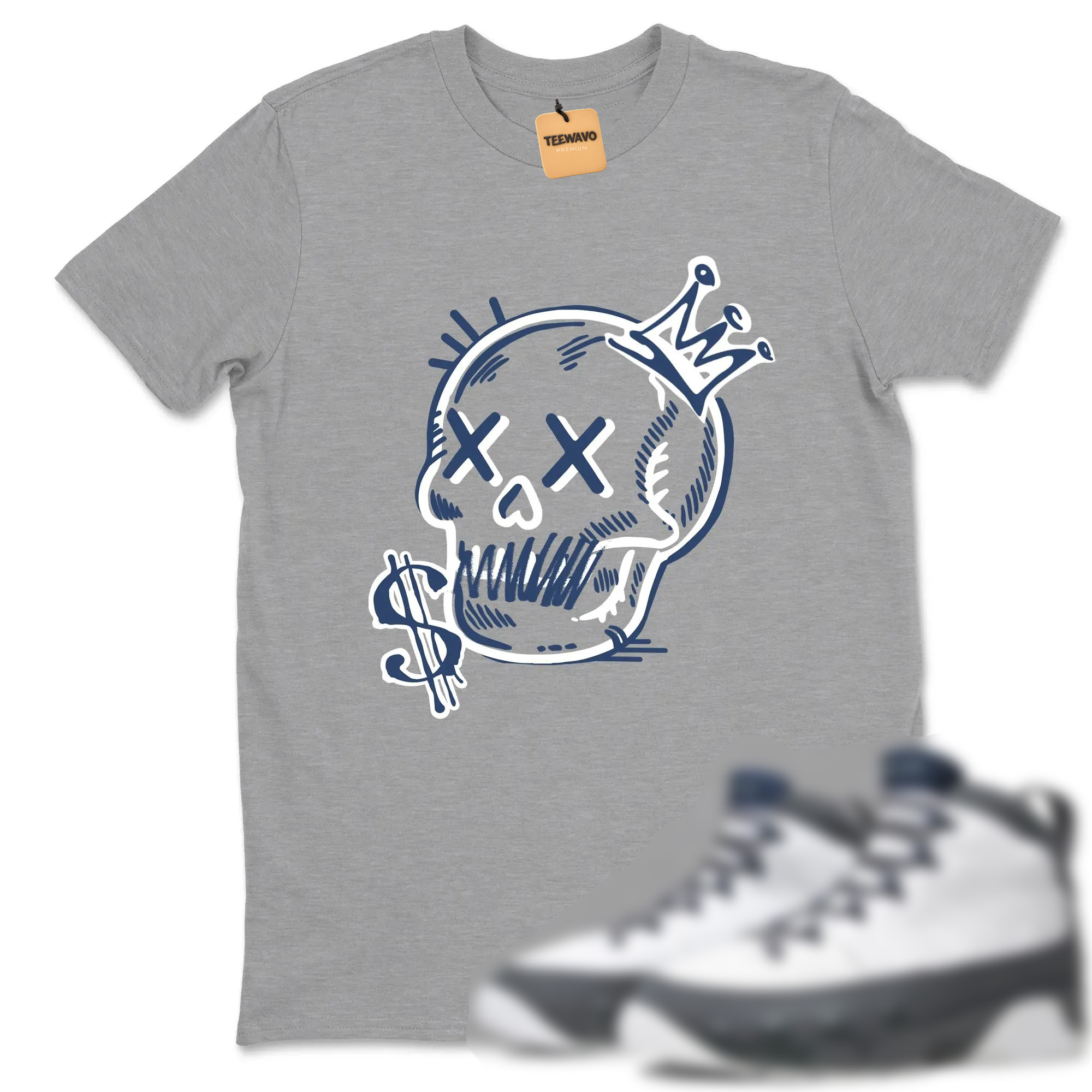 Neon Skull TEEWAVO Sneaker Tees - Air Joardan 9 Flint Grey