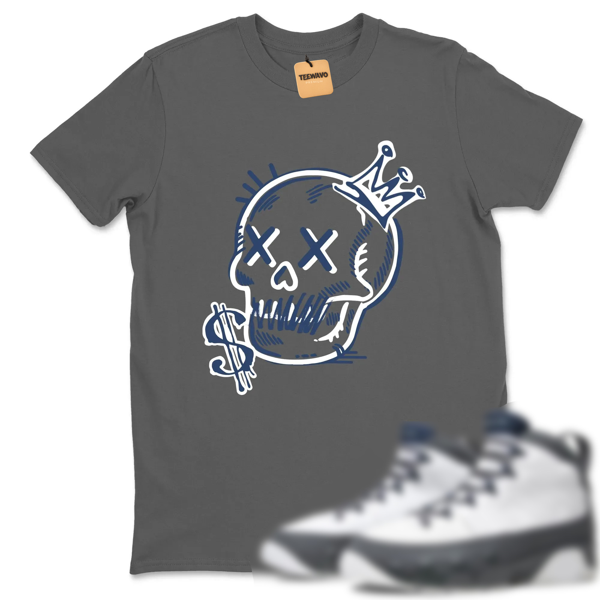Neon Skull TEEWAVO Sneaker Tees - Air Joardan 9 Flint Grey