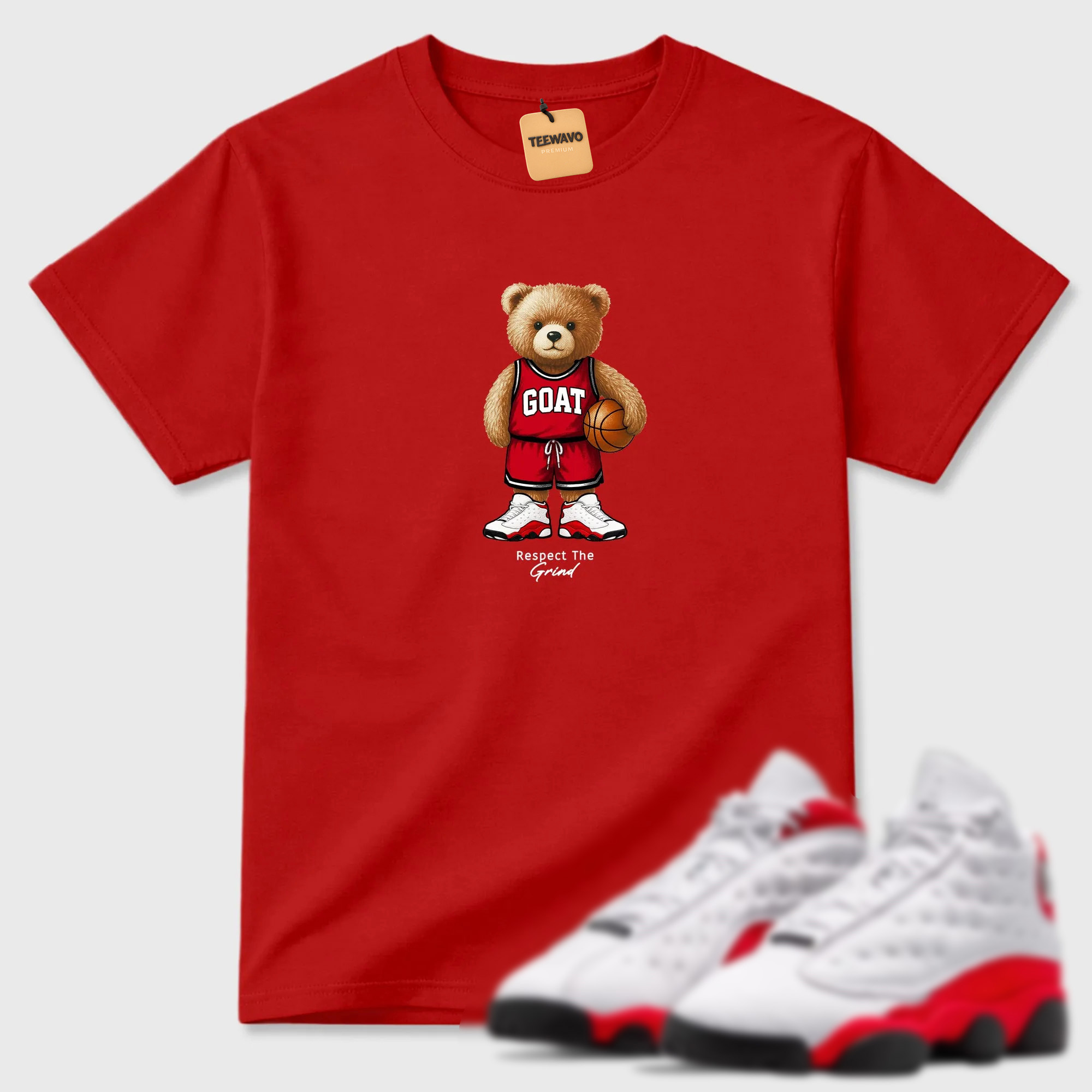 GOAT Mode Sneaker Tees - AJD 13 University Red