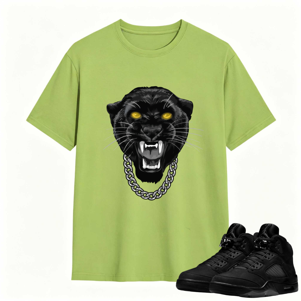 Gangster Black Cat Sneaker Tees - Air Jordan 5 Black Cat