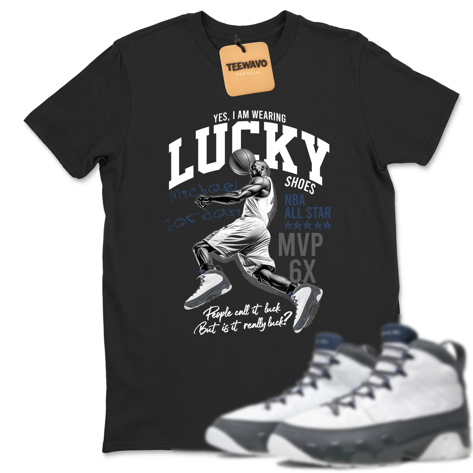 Lucky Player Sneaker Tees - AJ 9 Flint Grey
