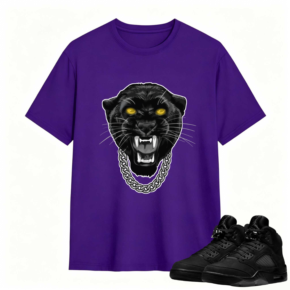 Gangster Black Cat Sneaker Tees - Air Jordan 5 Black Cat