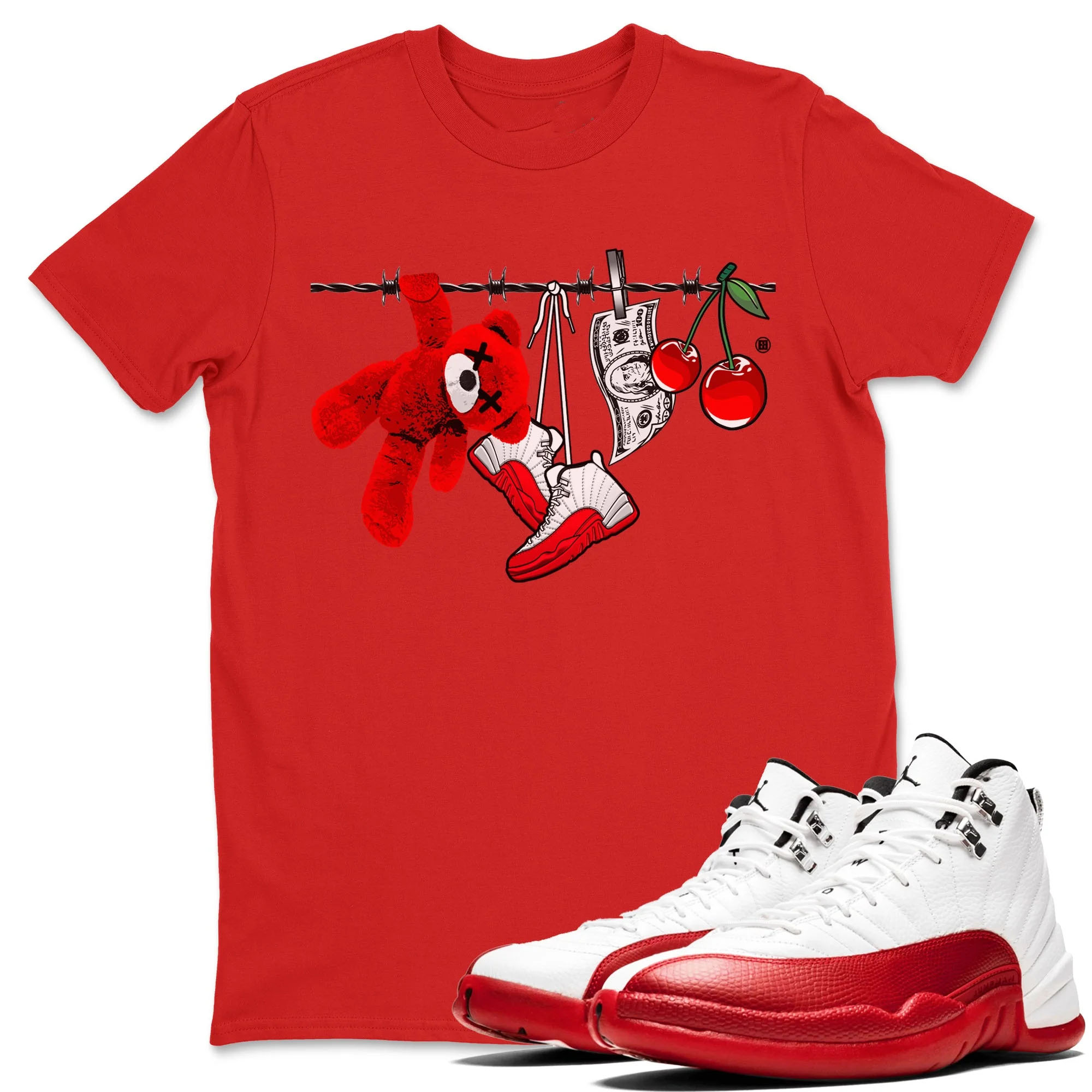 Clothesline Unisex Tops - Air Jordan 12 Cherry