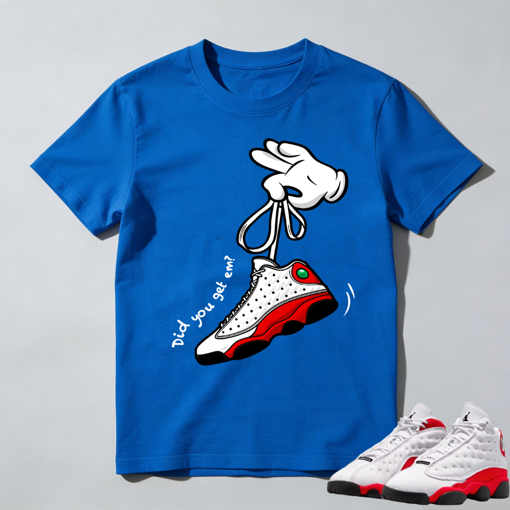 Cartoon Hands Sneaker Tees - Air Jordan 13 University Red