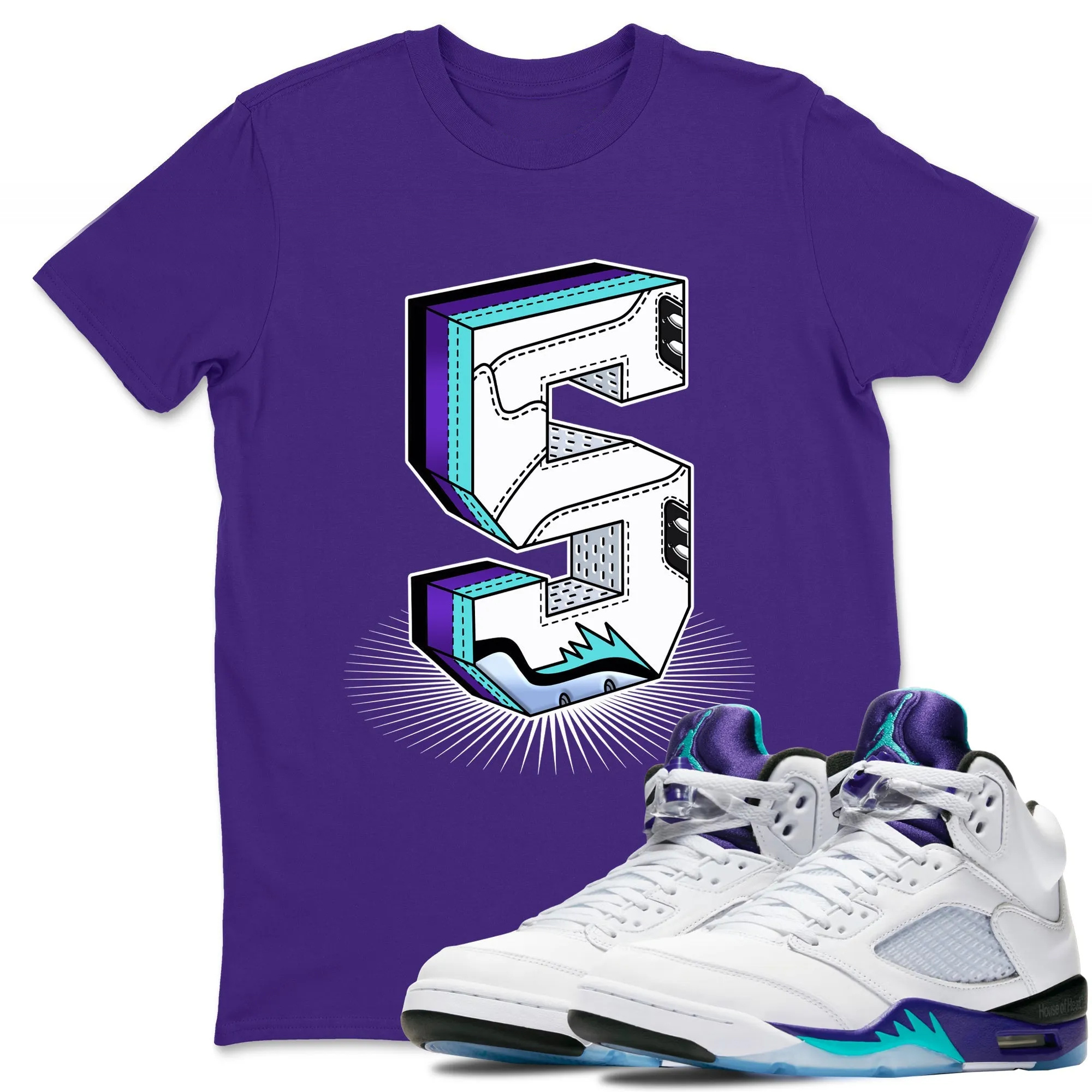 Number Statue Sneaker Tees - Air Jordan 5 Grape