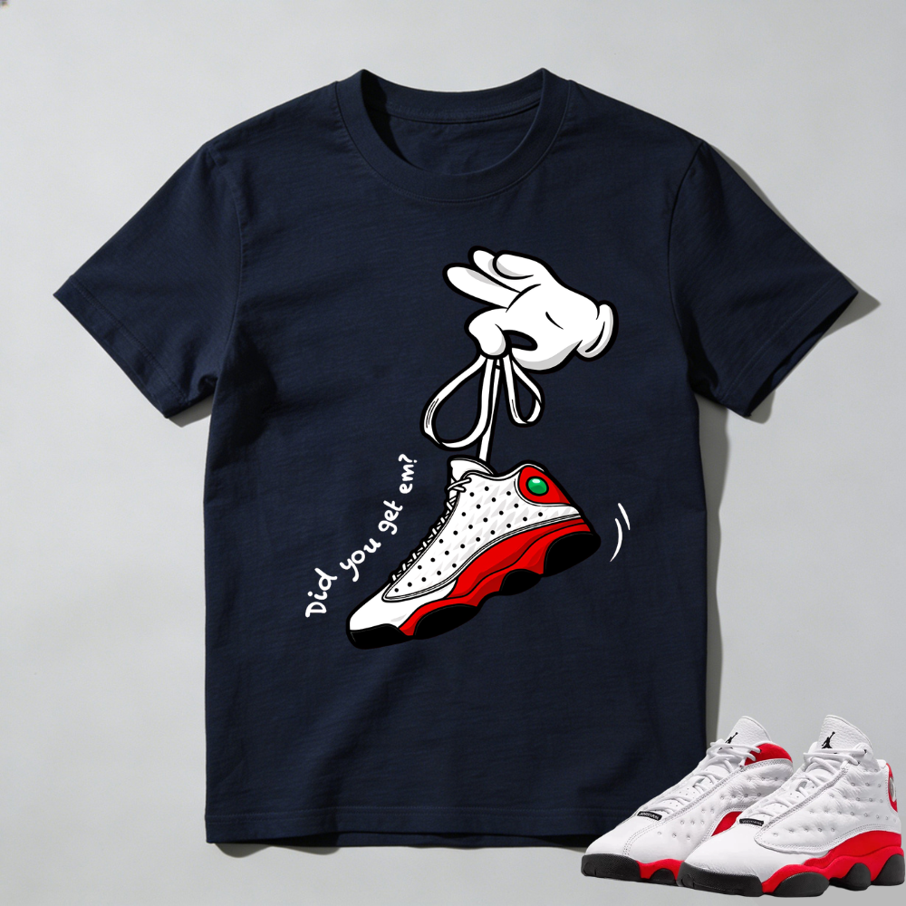 Cartoon Hands Sneaker Tees - Air Jordan 13 University Red