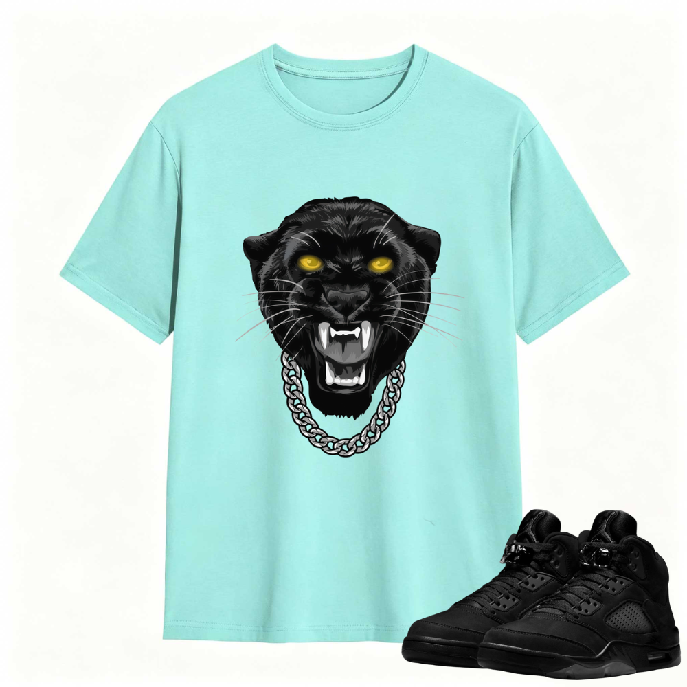 Gangster Black Cat Sneaker Tees - Air Jordan 5 Black Cat