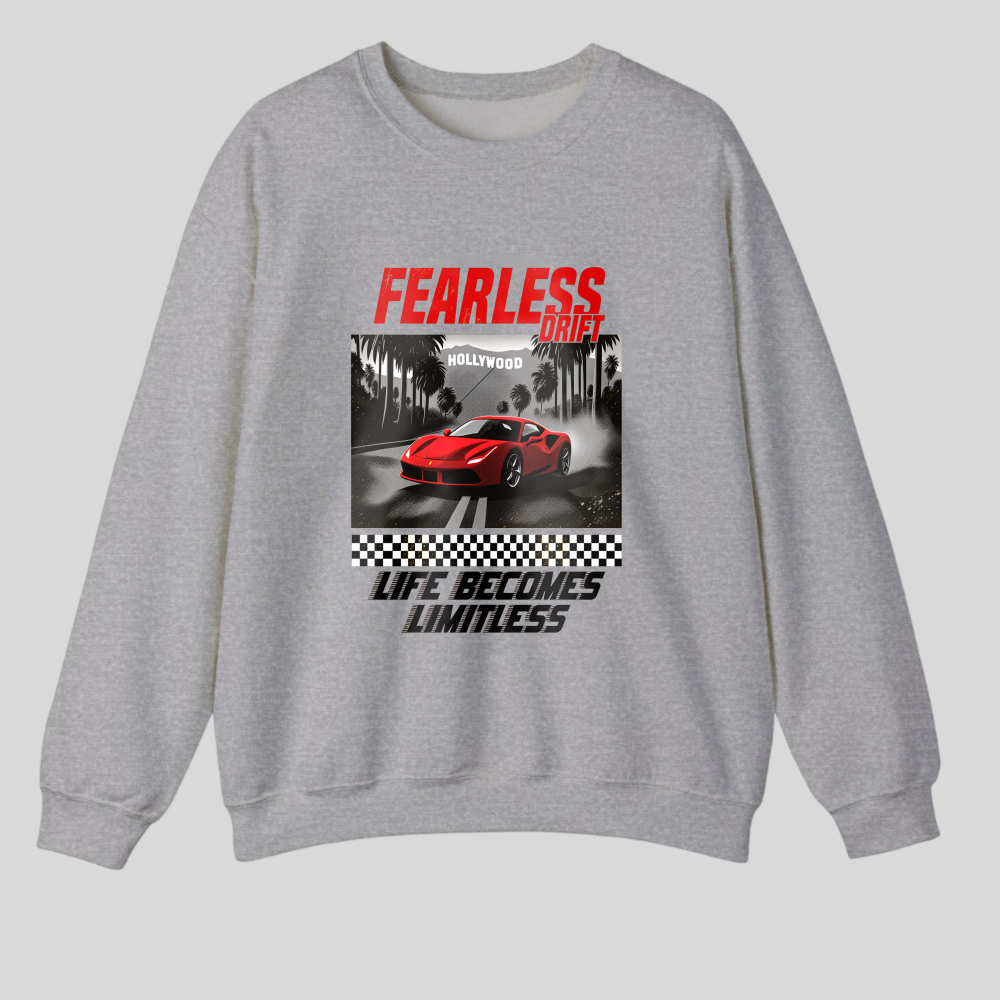 Fearless Drift Red Car Racing Design tshirt 100% cotton