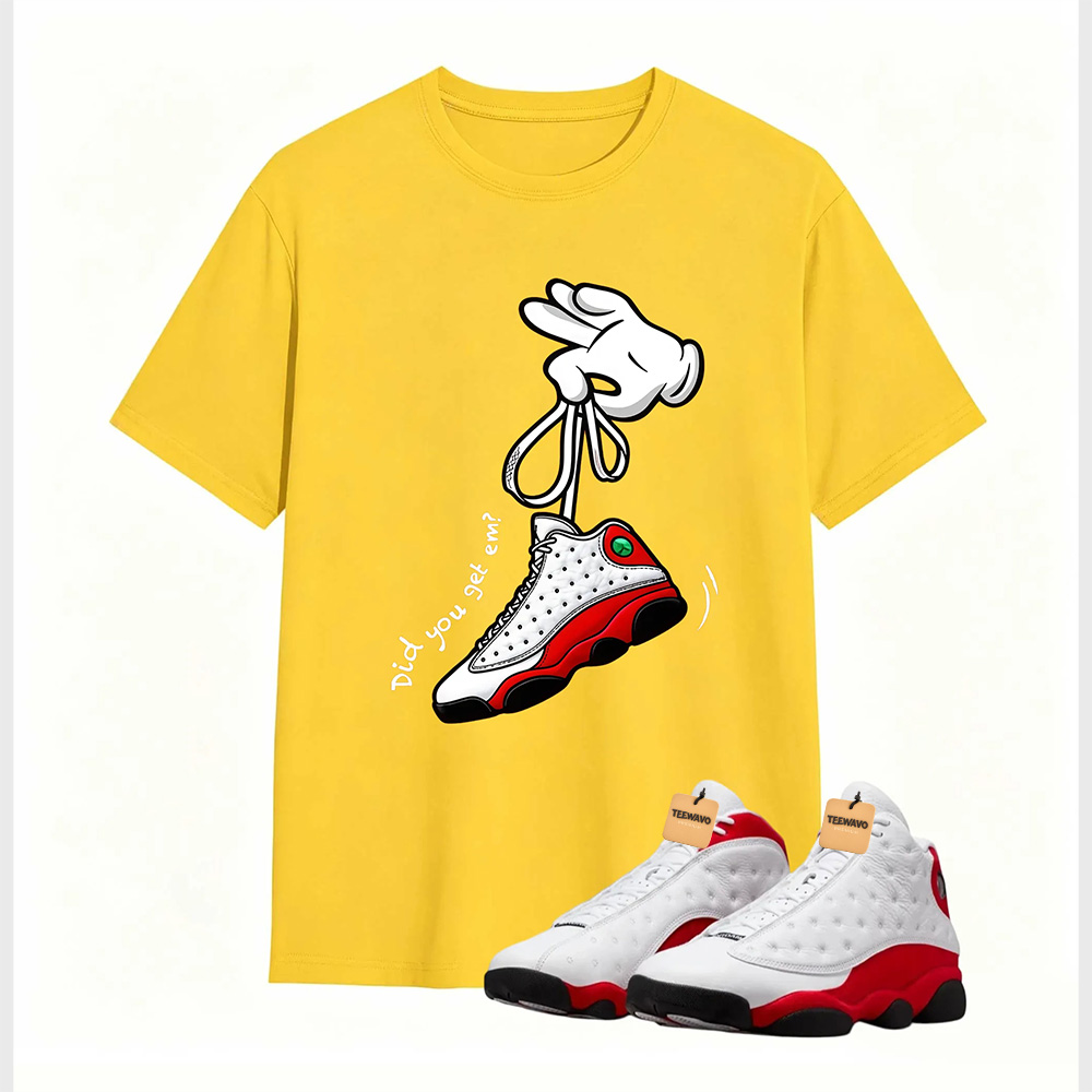 Cartoon Hands Sneaker Tees - Air Jordan 13 University Red