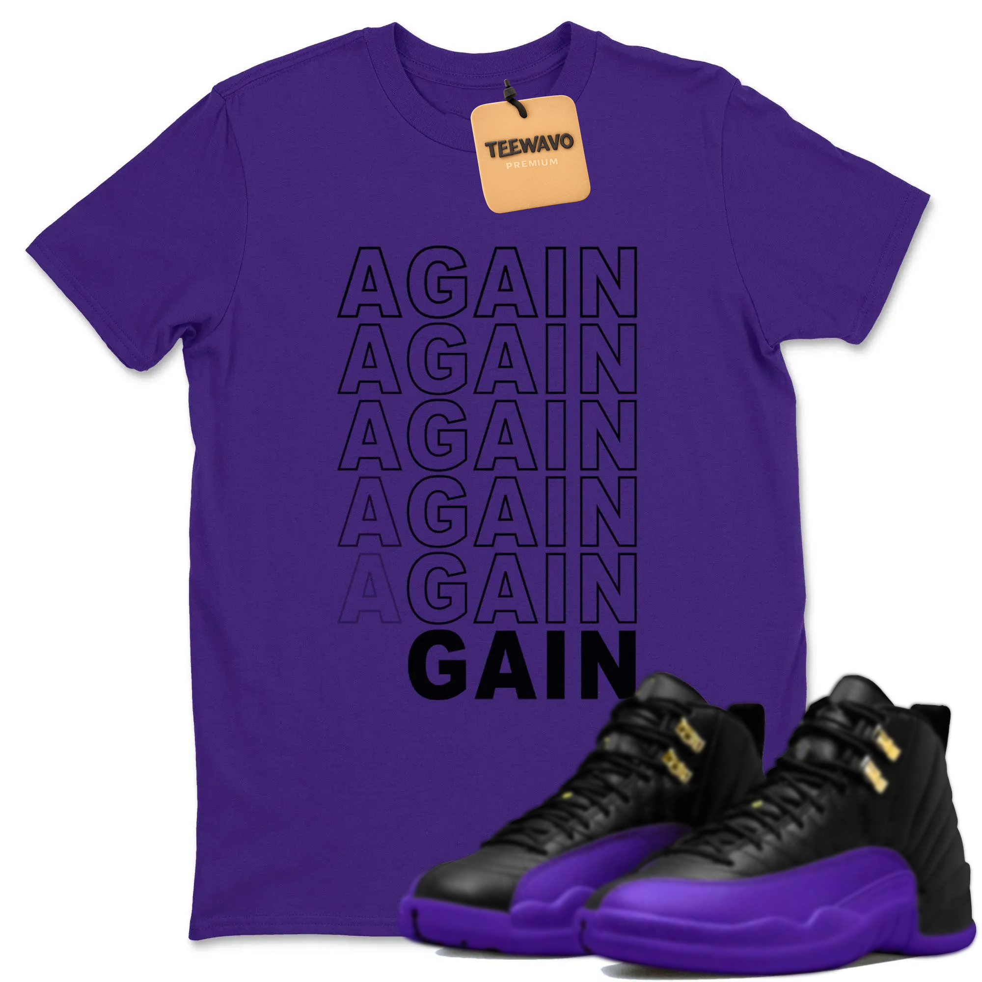 Again Gain TEEWAVO Sneaker Tee - AJD 12 Field Purple