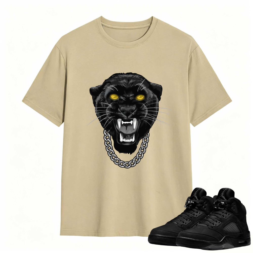 Gangster Black Cat Sneaker Tees - Air Jordan 5 Black Cat