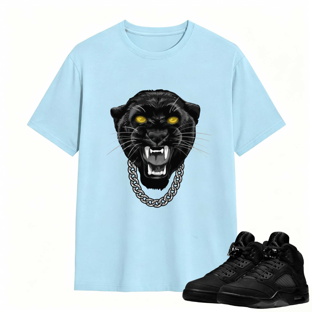 Gangster Black Cat Sneaker Tees - Air Jordan 5 Black Cat