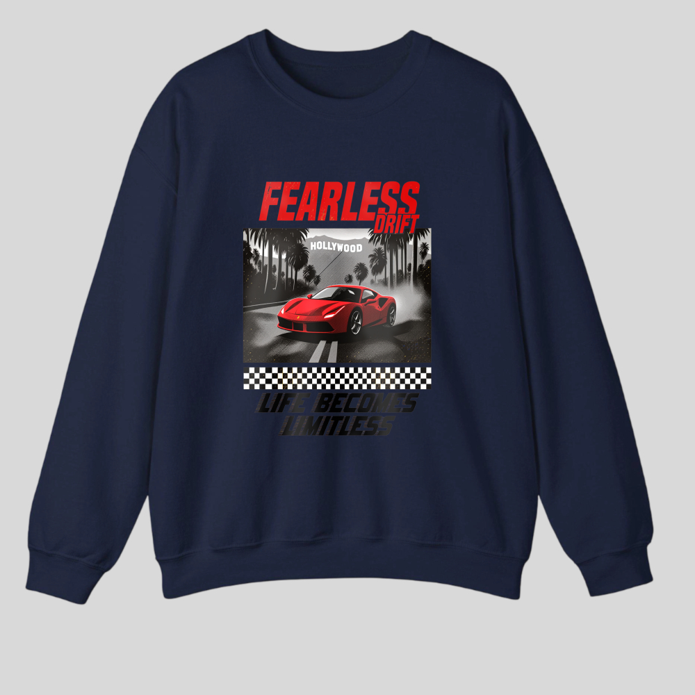 Fearless Drift Red Car Racing Design tshirt 100% cotton