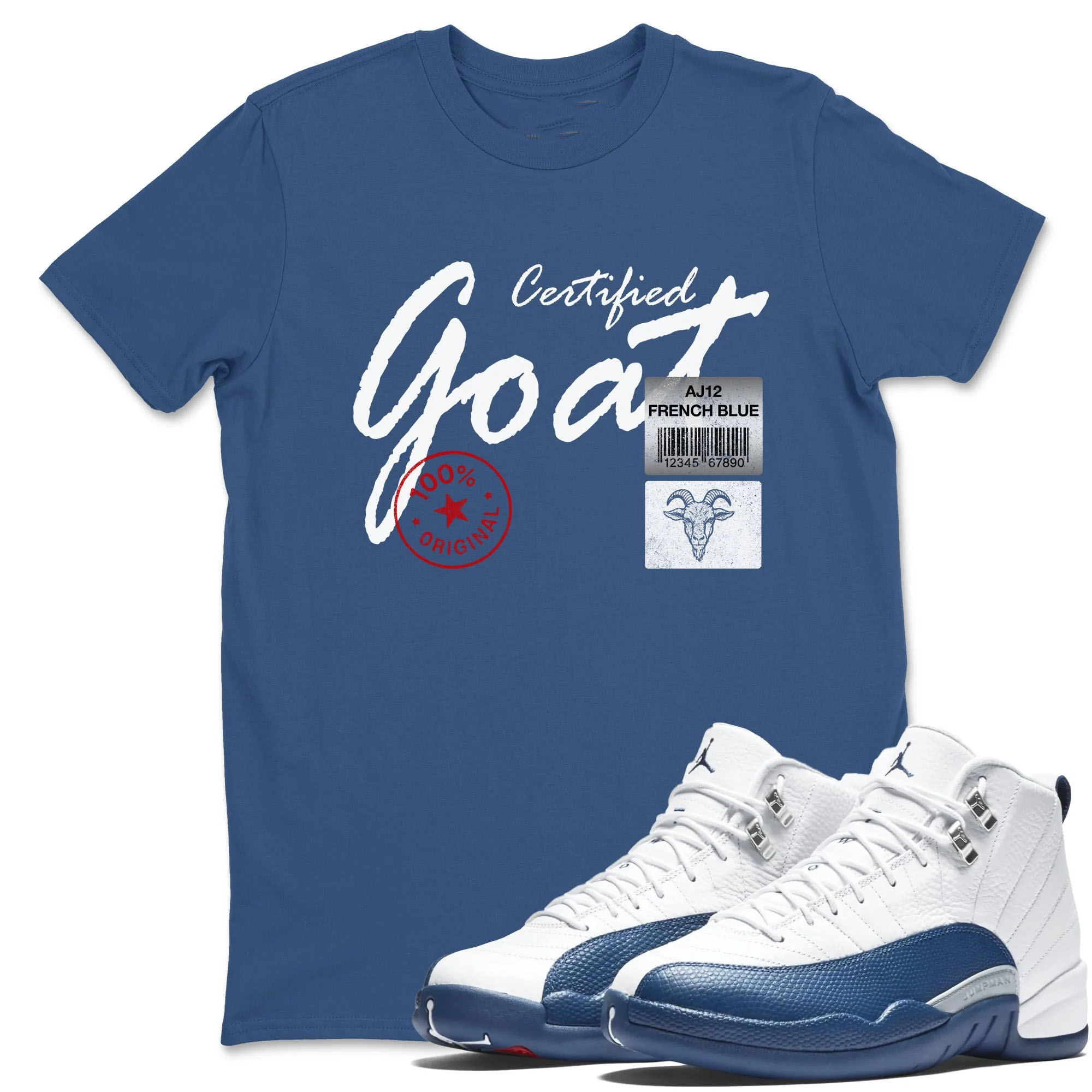 Certified Goat TEEWAVO Sneaker Tees - Air Jordan 12 French Blue